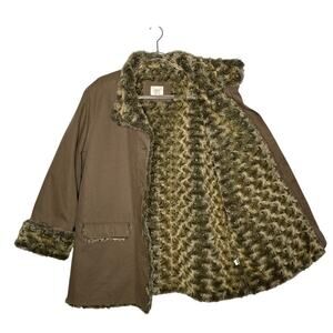 Vintage 2000s J.Jill Brown Faux Fur Lined Coat Jacket Size L